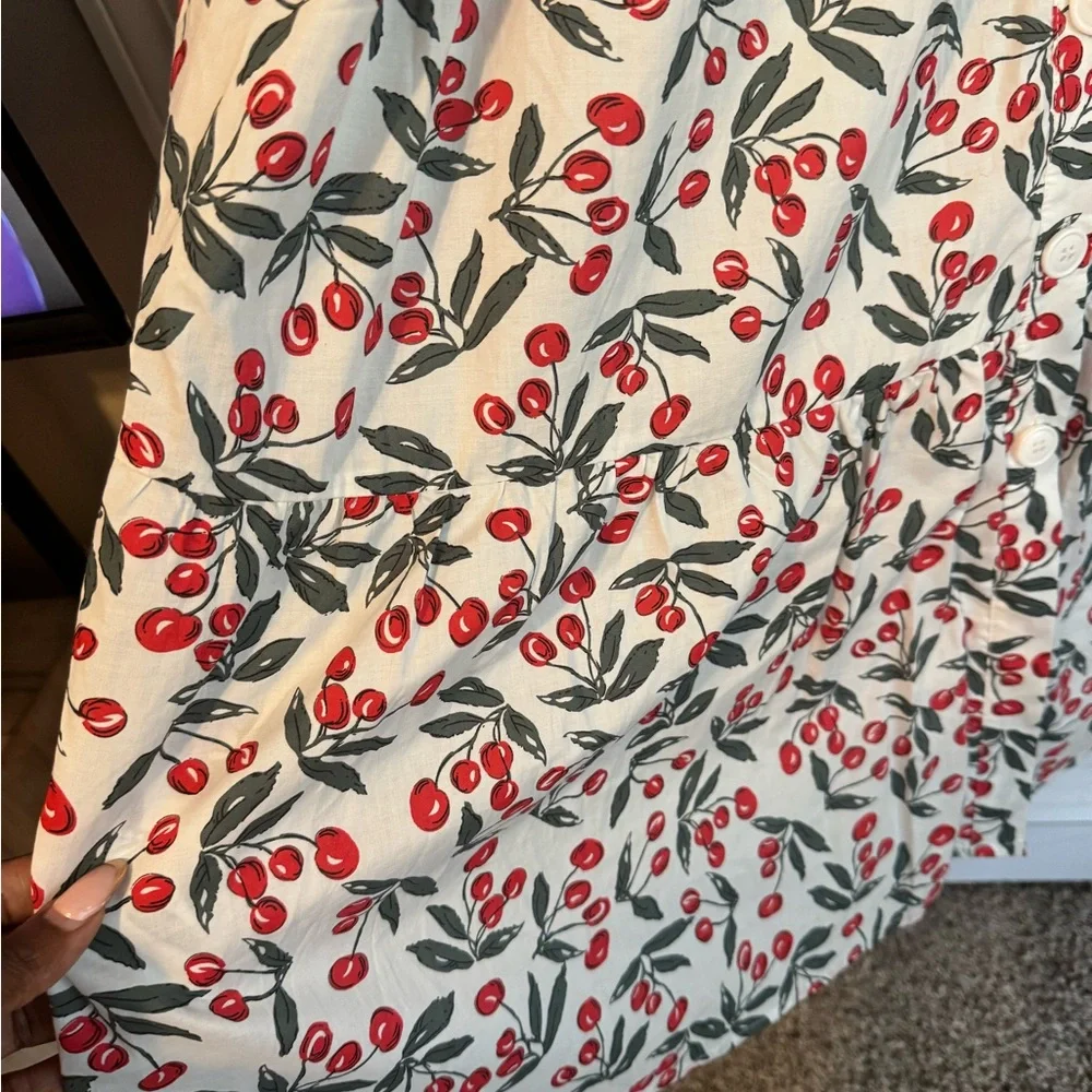 Chic Floral Midi Dress - White and Red - Picture 4 of 10